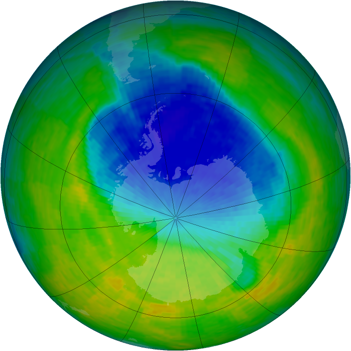 Antarctic ozone map for 19 November 1994